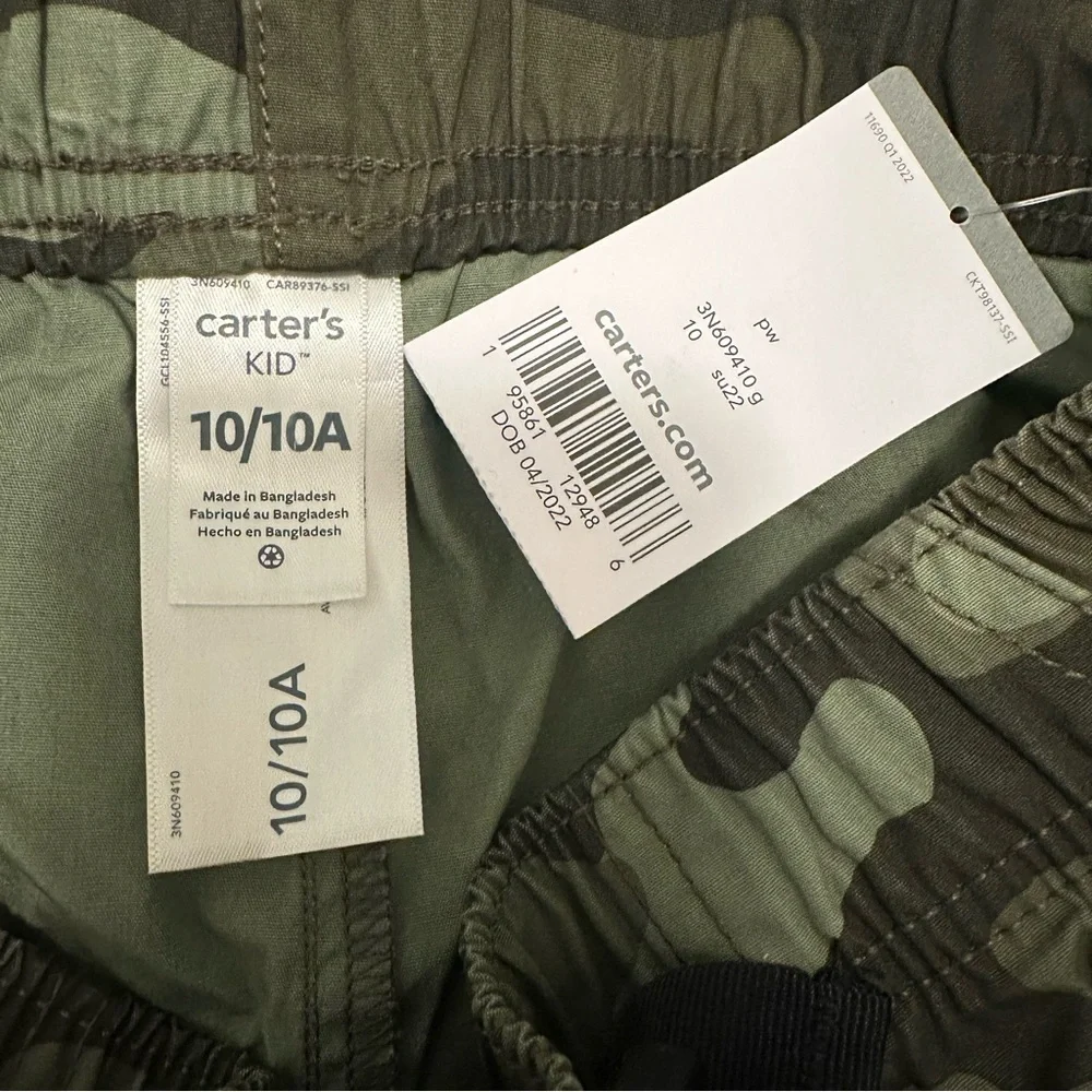 NWT Carter's Green Camouflage Shorts Boys Size 10 NEW